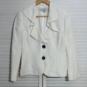 Tahari Cream Ruffled Blazer
